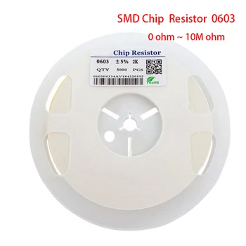 100 шт./лот SMD чип-резистор 0603 10 К Ом 5% 1/8 Вт чип-резисторы 0 Ом ~ 10 М Ом 0R 1 К 4,7 К 4K7 10 К 100 К