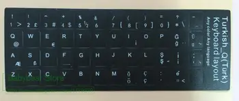100 шт./лот наклейка на турецкую клавиатуру Наклейки на клавиатуру с надписью на турецком языке для 11,6 12,1 12,5 13,3 14 15 17 21 дюймов