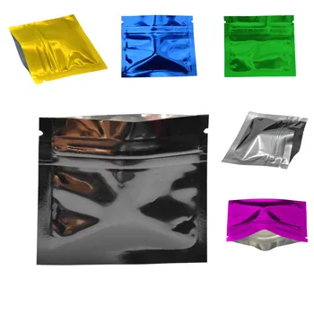 100шт Красочная Глянцевая Алюминиевая Фольга Zip Lock Bag Tear Notch Self Grip Seal Пакеты Для Упаковки Молотого Кофе Для Хранения Пищевых Продуктов