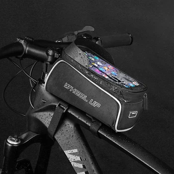 2021 Новая Передняя сумка для велосипеда Черная 6,5-дюймовая водонепроницаемая молния Нейлон Сумка для хранения большой емкости Мобильный кошелек Ключ Маленькая сумка