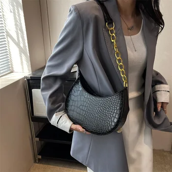 2023 Новая сумка на цепочке, индивидуальность, сумка из крокодиловой кожи, корейская версия модной сумки через плечо, простая сумка через плечо, женская