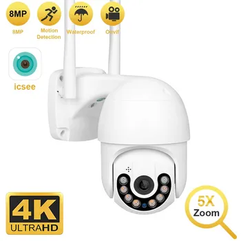 4K 8MP Smart WiFi PTZ IP-Камера с 5-кратным Цифровым Зумом Наружного Цветного Ночного Видения AI Автоматическое Отслеживание Безопасности Видеокамера Видеонаблюдения