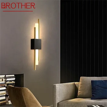 BROTHER Nordic Brass Настенный светильник Современные Бра Простой Дизайн LED Light Indoor Для Украшения Дома