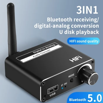 Hi-Fi Цифровой аудио-аналоговый преобразователь BT5.0-Совместимый приемник-передатчик AUX, коаксиальный оптоволоконный беспроводной адаптер