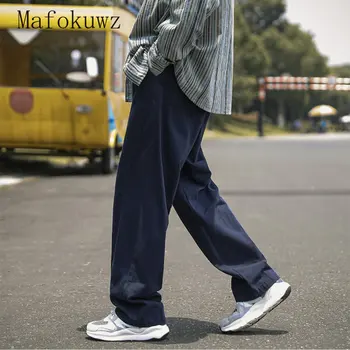 Mafokuwz Прямые брюки мужские Весна Осень Американская уличная мода Брюки карго Свободные повседневные шорты оверсайз 2023 Летние