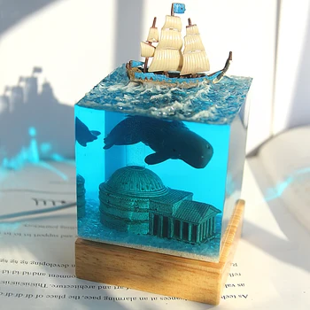 [TML] Ремесленные морские украшения морской корабль кит аквариум ночник Смолы кристалл автомобиля орнамент украшения домашнего стола модель