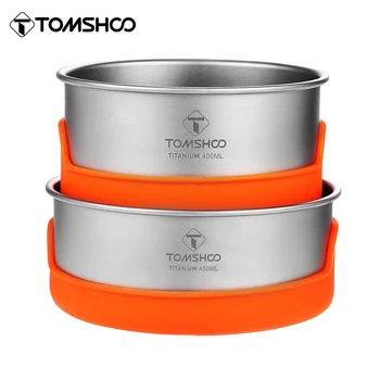 Tomshoo Титановые Походные Чаши Походные принадлежности для кемпинга Походная Чаша для пикника Набор уличной посуды 400 мл / 450 мл Набор дорожных чаш для путешествий