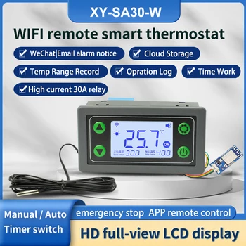 WIFI Дистанционный термостат Высокоточный цифровой модуль регулятора температуры Cool Heat Приложение для сбора температуры High Low Alarm
