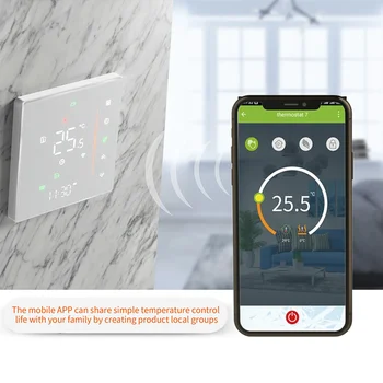 WiFi Умный термостат Еженедельный программируемый регулятор температуры Сенсорное / Мобильное приложение / Голосовое управление Поддерживает Alexa / Google Home