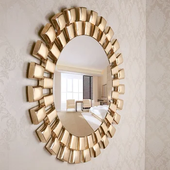 Антикварное Большое Золотое Круглое Роскошное зеркало Sunburst для гостиной Настенные зеркала для домашнего декора
