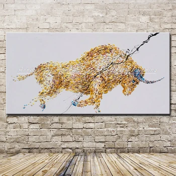 Артекс, абстрактная текстура, акриловые картины маслом с изображением быков животных на холсте, современные настенные рисунки ручной работы Для домашнего декора гостиной