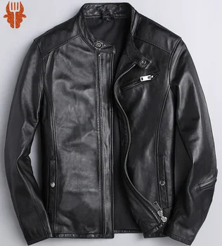 Аутлет супер Дешевая Куртка Из Натуральной Кожи, качественная Мягкая Тонкая Дубленка rider Leather Cloth, casaco De Couro