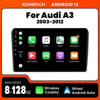 Беспроводной Carplay 8 ГБ + 128 ГБ Android 12 Автомобильный Радиоприемник Для Audi A3 2 8P 2003-2013 GPS Навигация IPS Мультимедийный Плеер DSP 4G Wifi RDS