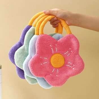 Быстросохнущие полотенца для рук из кораллового флиса, салфетка для протирания кухни и ванной Комнаты, Впитывающее полотенце для мытья посуды, Салфетка для чистки Креативной формы в виде цветка