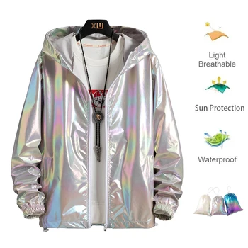 Дождевик, Лазерная Водонепроницаемая Солнцезащитная одежда, одежда для рыбалки и охоты, Ветровка для быстрой сушки кожи с карманами. Куртки