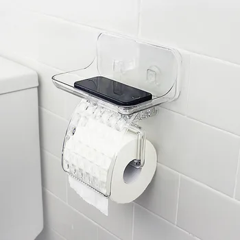 Европейский держатель для туалетной бумаги, акриловая пластина, Бесследный материал для настенного крепления В ванной, Подвесной держатель для туалетной бумаги без перфорации