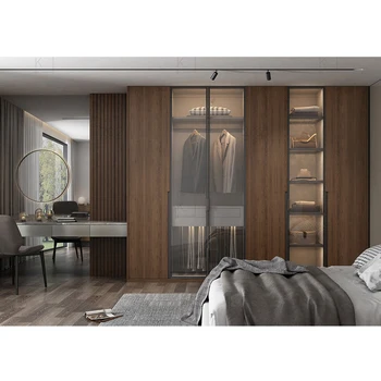 Европейский стиль ПВХ современный дизайн мебель для спальни из древесностружечной плиты шкаф-купе шкаф-купе