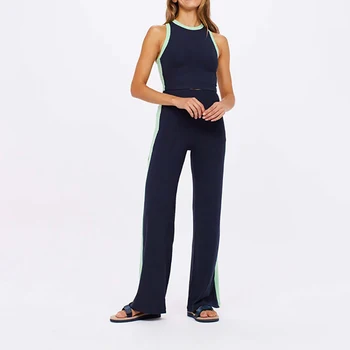 Женская спортивная одежда из хлопка Sean Tsing®, укороченные топы без рукавов, повседневные эластичные тонкие брюки полной длины, одежда для активного отдыха, костюмы для йоги