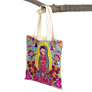 Женская сумка для покупок из мультяшной серии Virgin Mary, складные тканевые сумки для покупок многоразового использования, студенческая холщовая сумка в стиле Харадзюку