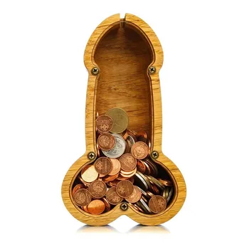 Забавная копилка для пениса, деревянная монета, Коробка для экономии денег, Банка, Коробка для хранения монет, украшение для рабочего стола, домашний декор, поделки, Рождественский подарок