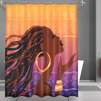 Занавеска для душа Barossa Design African American из водоотталкивающей ткани с принтом 