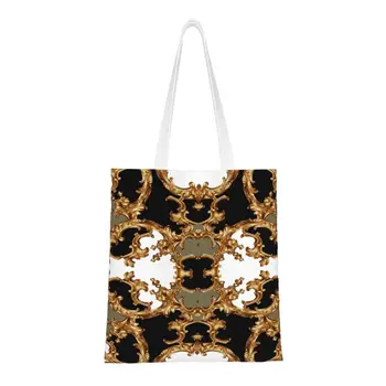 Золотая Декоративная барочная симметричная сумка для покупок, женская милая холщовая сумка для покупок, сумки через плечо, сумка большой емкости