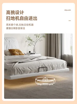 Итальянская чрезвычайно простая кожаная кровать подвесная кровать simple light luxury network celebrity cream wind bed