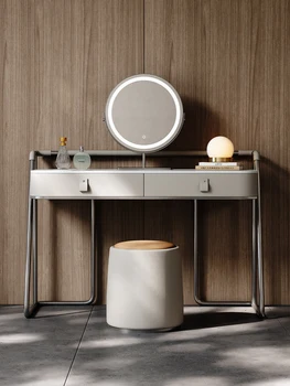 Итальянский минималистский туалетный столик из каменной доски, современная минималистичная спальня, легкий роскошный туалетный столик