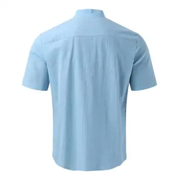Классическая рубашка-кардиган с воротником-стойкой, приталенная рубашка, топ, однотонная мужская рубашка в тонком стиле