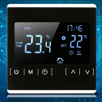 Комнатный термостат с теплым полом и сенсорным ЖК-экраном AC85-240V WiFi Регулятор температуры