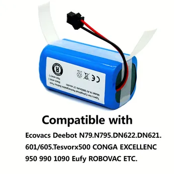 Литий-ионный аккумулятор большой емкости 14,4 В для Conga Excellence 990 Ecovacs Deebot N79 N79S DN622, Eufy Robovac 11 11S 12 15C 15S 35C.