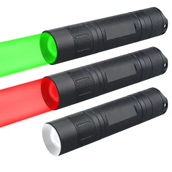 Мини-зеленый/красный/белый светодиодный фонарик XPE LED Многофункциональный Светодиодный фонарик в режиме 1 файла, лампа для регулировки фокуса, тактический охотничий фонарь
