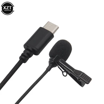 Мини-микрофон Type-C USB Конденсаторный микрофон для записи звука Петличный зажим Проводной для телефона Huawei Xiaomi Samsung Android