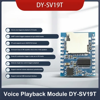 Модуль воспроизведения голоса SV19T, индивидуальный триггер, сегмент управления последовательным портом, Триггер голосового модуля MP3, поддержка TF-карты