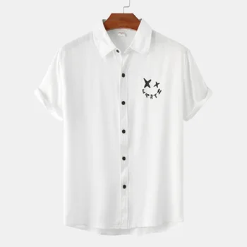 Мужская дизайнерская летняя модная рубашка Однотонные Простые повседневные рубашки с коротким рукавом Блузки Базовые Тонкие Дышащие топы
