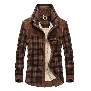 Мужская клетчатая теплая куртка, флисовое толстое армейское пальто 2023, осенне-зимняя куртка, мужская приталенная одежда, мужская брендовая одежда