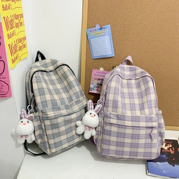Новая модная Женская Решетчатая школьная сумка, Женский Клетчатый Милый рюкзак для колледжа, Модная Женская сумка для девочек, крутой рюкзак для ноутбука Kawaii