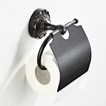 Новый латунный Ретро-черный держатель для салфеток, Держатель для туалетной бумаги, Водонепроницаемый блокирующий лист, Цветочное шасси, Медный материал, Подвеска для ванной комнаты