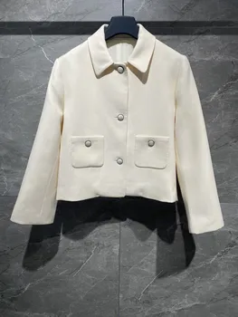 Пальто на подкладке из шелка тутового цвета, версия объемного пошива, однобортное, простое, модное все, осень 2023, новинка.