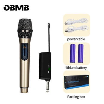 Перезаряжаемый беспроводной микрофон FWM103 для записи караоке Динамический ручной микрофон Беспроводной микрофон УВЧ-частоты