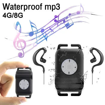 Портативный MP3-плеер 4G 8G IPX8, водонепроницаемый MP3-плеер, FM-радио с наушниками для плавания, бега, дайвинга, Walkman
