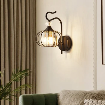Постмодернистская минималистичная прикроватная лампа для спальни, легкая роскошная хрустальная настенная лампа, лампа для кабинета в гостиной, лестничная клетка в коридоре, лампа