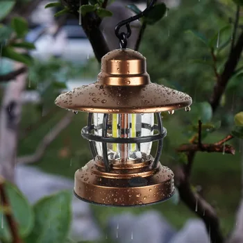 Ретро Портативный фонарь для кемпинга на открытом воздухе, Винтажный фонарь, светодиодная лампа для кемпинга, водонепроницаемая для кемпинга, палатки, Рыбацкого двора