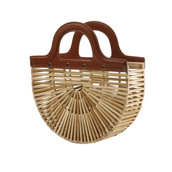 Роскошная дизайнерская сумка из бамбуковой ткани 2023 года, женская сумка для ручной переноски, сумка из бамбуковой соломы, пляжные сумки из полой ткани, летние женские сумки