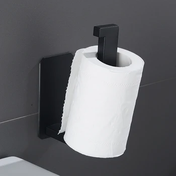 Самоклеящийся держатель для туалетной бумаги на кухне, держатель для салфеток, Подвесной держатель для туалетной бумаги в ванной, Черная вешалка для полотенец, подставка для стойки