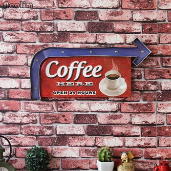 Светодиодная вывеска NOOLIM, винтажное кафе, декоративный неоновый свет, домашний декор, металлическая пластина для стены, ретро кофейная доска, украшение стен кафе
