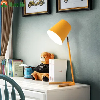 Светодиодная настольная лампа E27 Детская лампа для защиты глаз Настольная лампа для спальни Прикроватные светильники Складная лампа для чтения Macaron Освещение лампы