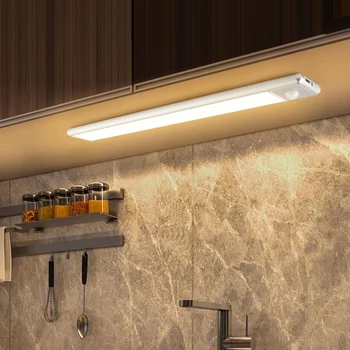 Светодиодный светильник под шкафом PIR Датчик движения Кухня 20/30 см Аккумуляторная лампа для шкафа 1500 мА Алюминиевый ночник
