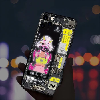 Светящийся чехол для смартфона с изображением девушки из мультфильма Аниме для OPPO Reno 5 6 7 8 Pro Find X5 Pro со светодиодным акустическим управлением, защитный чехол