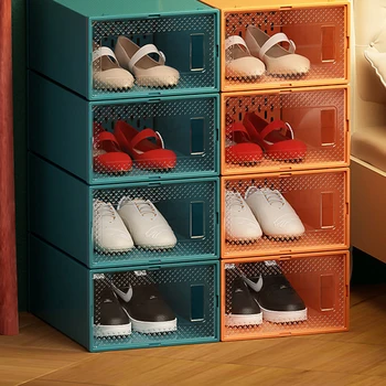 Утолщенная Прозрачная коробка для обуви, Пластиковая Складная Пылезащитная Коробка для органайзеров для обуви, Домашний Штабелируемый шкаф для обуви, Коробка для обуви